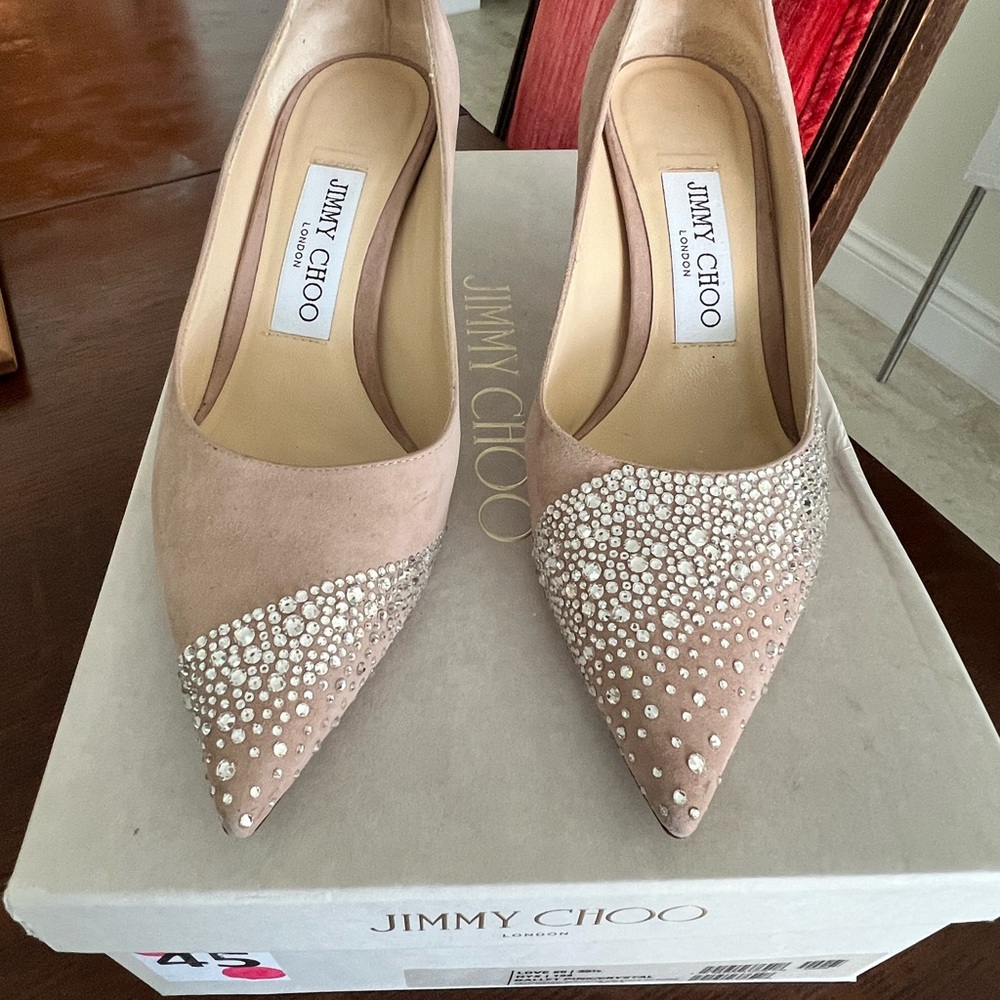 Jimmy Choo Cream Crystal Embellished Heels